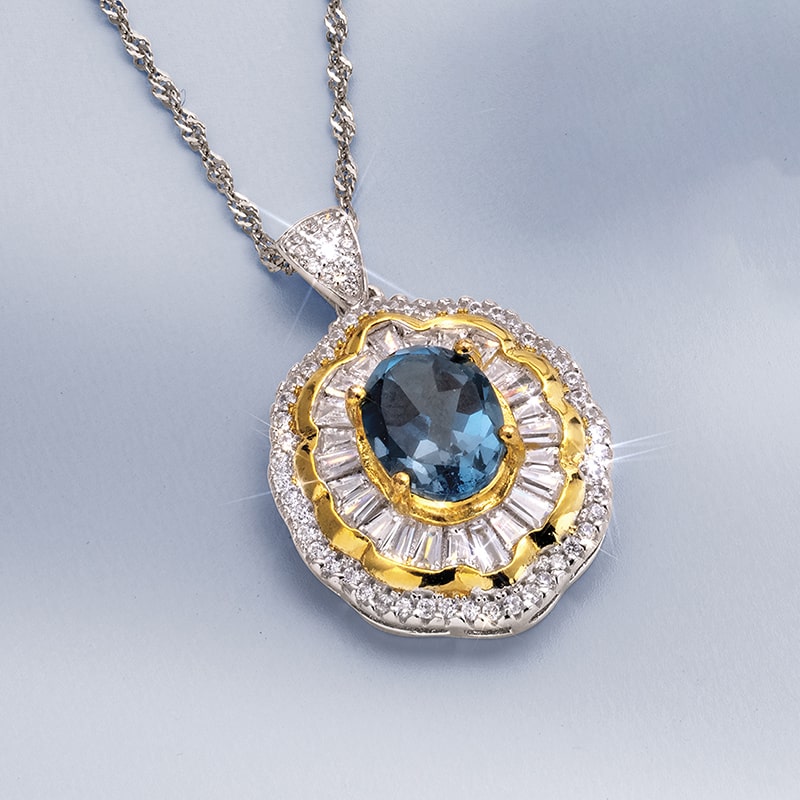 Ascot London Blue Topaz Necklace and Earrings